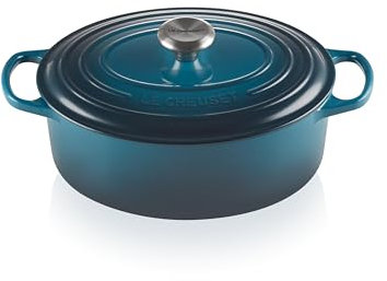 Le Creuset Cocotte en Fonte Émaillée Signature avec Couvercle, 29 cm, Ovale, 4,7 L, 4,675 kg, Deep Teal, 21178296422430