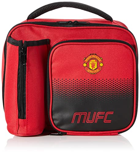 Manchester United Fc Fade Lunch Bag with Bottle Holder Man Utd Lunch Box