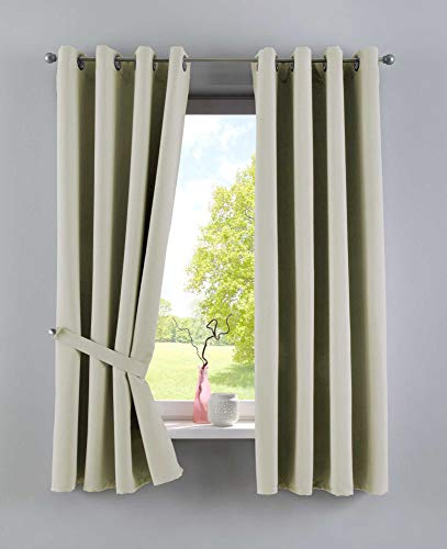 Gardinenbox Vorhänge Blickdicht »Newyork« Beige HxB 160x140 cm 2er-Pack Thermo-Gardinen Verdunkelungsvorhang Blackout Ösen schalldämmend ÖKOTEX UV-Schutz Raffhalter, 201920600-2