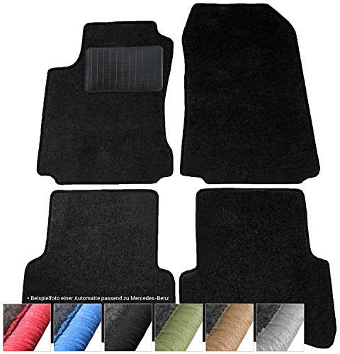 moto-MOLTICO Fußmatten Auto - Velours Autoteppiche | passend für Mercedes-Benz SL R107 Cabrio (1971-1989) - 2-teiliges Set - Schwarze Automatten mit Schwarzen Ziernähten