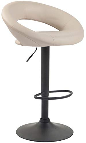 CLP Sgabello Cucina Rétro Moderno Olinda In Similpelle I Sedia Alta Bar Altezza Regolabile 60-81 CM, Colore:crema, Colore del telaio:nero