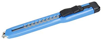 Ferrestock FSKTWP009 Cúter de plástico endurecido con guía metálica de Seguridad 9mm, Bloqueo Manual con Accesorio Trasero para replegar la Cuchilla