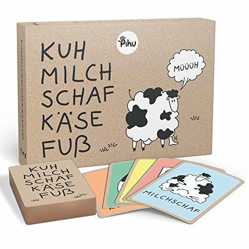 Pihu - Kuhmilchschafkäsefuß - Das Flotte Kartenspiel mit dem witzigen Kuhmilchschaf - Spiel ab 6 Jahren für Kinder und Familien - Konzentrationsspiel