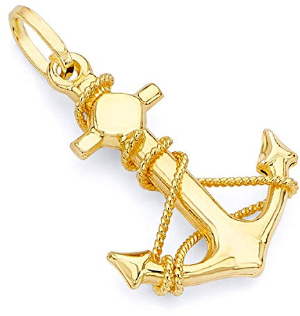 PRINS JEWELS Anker und Seil mit Bügel verschlungenen Anhänger 18 Karat 750 Gelbgold - SA18-2