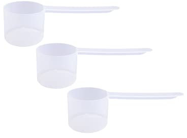 Plastic Measuring Scoop, 4 Tablespoon (60 cc | 1/4 Cup | 2 oz. | 60 mL) Long Handle Spoons for Powders, Granules, Coffee, Pet Food, Baking Supplies, Protein and Other Dry Goods, BPA Free (Set of 3)
