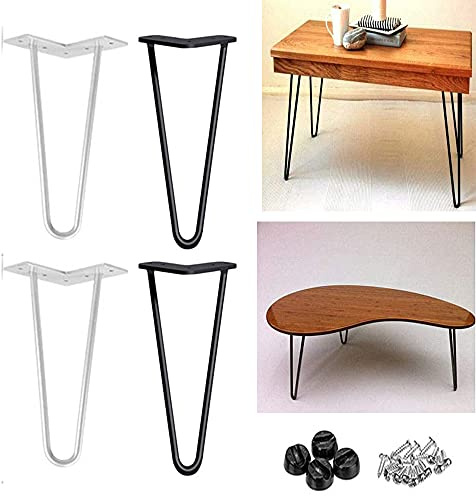LIYI 4er Set Tischbeine in 25cm 2 Stangen Hairpin Tischbeine Möbelfüße Tischkufen Haarnadelbeine aus Stahl, Dicke 10 mm
