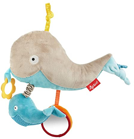 Sigikid 42632 Aktiv-Wal PlayQ Mädchen und Jungen Babyspielzeug empfohlen ab 3 Monaten grau/blau