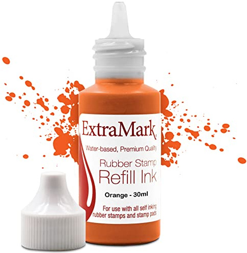 ExtraMark Premium Stamp Refill Ink för självfärgande frimärken och stämpeldynor, 30 ml, orange färgbläck.