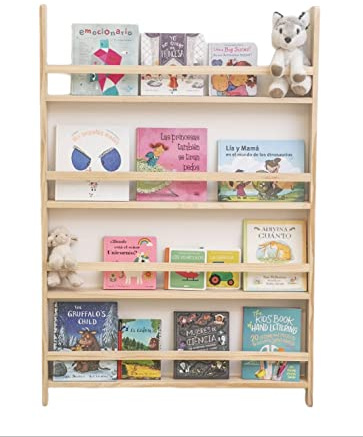 TWR ® - Montessori Regal/Bücherregal Größe XL für Wand 95 cm x 141 cm x 10 cm - 100% Naturholz