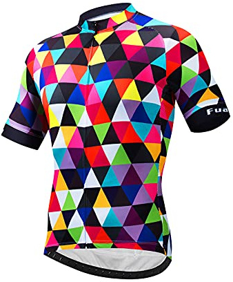 LZQpearl Maillot De Cyclisme pour Hommes, T-Shirt De Vélo à Manches Courtes, Motif Géométrique à Fermeture éclair Complète, Haut De Vélo D'été, Chemise De Vélo De Montagne/VTT (Triangle,XXXL)