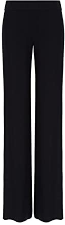 MCA Pantaloni Palazzo Vita Alta in Cotone Elasticizzato (Nero, S)