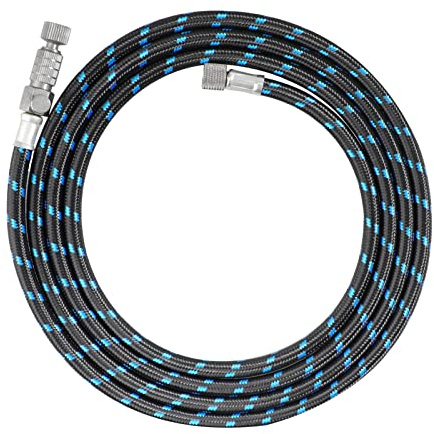 SAGUD Airbrush Hose 1.8 Meter Braided Rubber Hose with Standard 1/8 Size Fittings on Both with Air Brush Quick Release Disconnector Coupler