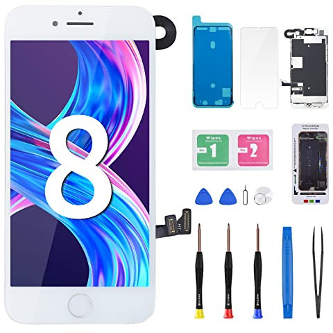 DGSCSMY for iPhone 8 Screen Replacement for iPhone SE 2020 White 4.7 with Home Button Full Assembly Front Camera Earpiece Speaker 3D Touch LCD Display Digitizer Glass Fix Tools kit A1863 A1905 A1906