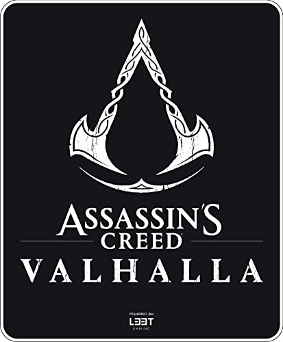 L33T Gaming Fußboden-Matte Assassin's Creed Valhalla Design 120 x 99 cm, Stuhlunterlage Bodenschutz mit Anti-Rutsch Beschichtung, schwarz