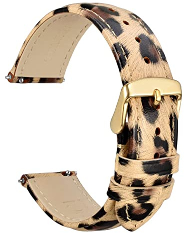 WOCCI Blumen Uhrenarmband, Uhrenarmbänder aus Echtem Leder mit Schnellverschluss, Edelstahl Metall Schließe, 18mm 20mm 22mm