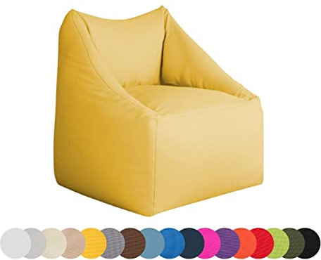 chilly pilley Sitzsack wasserdich Sitzkissen Bodenkissen Sessel Gartenkissen mit Rückenlehne Sitz (Gelb)