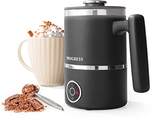 Progress EK5133P Automatic Milk Frother – Chocoluxe 4-in-1 Hot Chocolate Maker, 300ml/150ml, Hot & Cold Milk Heater & Foamer, Melt Chocolate Flakes, Built-in Frothing Whisk for Cafe Latte, Cappuccino