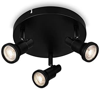 BRILONER Leuchten - LED Deckenlampe Badezimmer, verstellbar, LED Deckenleuchte Bad, IP44, warmweiße Lichtfarbe, GU10, Schwarz, 210x106 (DxH), 2992-035R