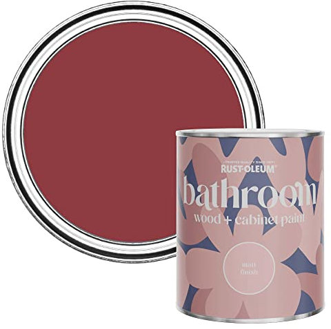 Rust-Oleum Red Moisture Resistant Bathroom Wood and Cabinet Paint in Matt Finish - EMPIRE RED 750ML