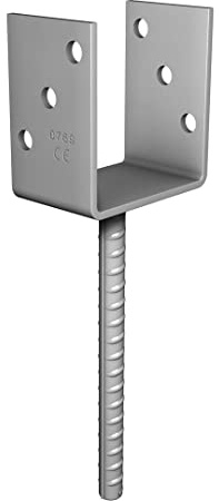 Pollmann®Baubeschläge U-Pfostenträger zum Einbetonieren für Pfosten 60 mm, Dolle 200 mm lang, feuerverzinkt