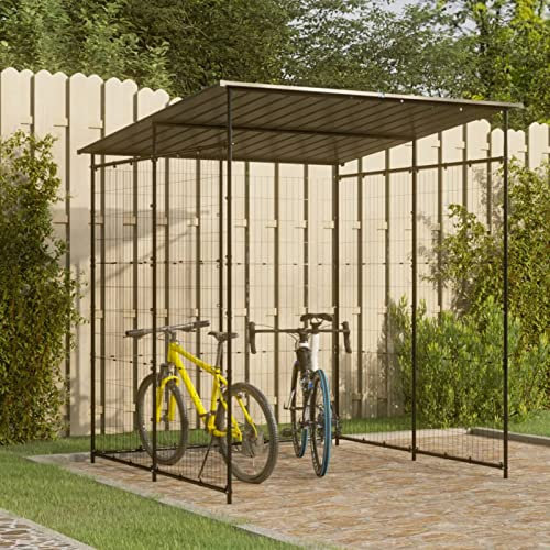 Festnight Fahrradschuppen Metall Fahrradunterstand Fahrradgarage Unterstand Stahl Fahrrad Schuppen Fahrradüberdachung Gerätehaus Gartenhaus Geräteschuppen Gartenschuppen, 190 x 190 x222 cm, Schwarz