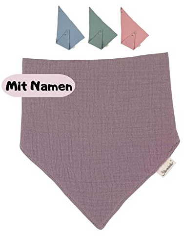 Sterntaler Baby Musselin Halstuch mit Name | BIO Baumwolle | Sterntaler personalisiert Dreieckstuch | 0-4 Jahre | Druckknopf | Babygeschenk Geschenk Geburt