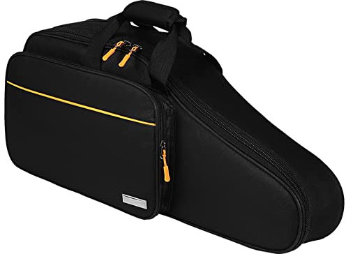 Vaguelly Oxford Altsaxophon-Tasche, Gigbag mit 18 mm Polsterung, Schultergurt, Außentasche, Saxophon-Tragetasche, Schwarz