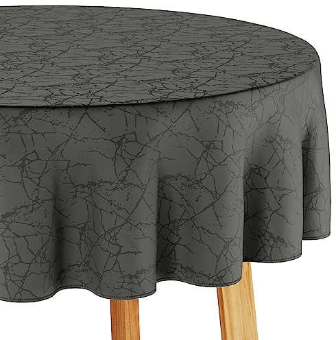 Filumi Tischdecke 140x180 cm oval Grau Abwaschbar Für Indoor Outdoor Marmormuster Manil