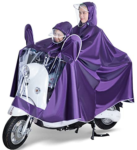 Raincoat,Electric bike raincoat,cycling raincoatUnisex Waterproof Rain Poncho for Adult and Kids Outdoors Bike Motorcycle Scooter Cycling Jacket Double Raincoat Cape ( Color : Purple , Size : 4XL with