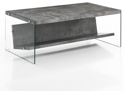 Wink Design Nikki 110 Beistelltisch/Zeitschriftenständer, Beton, transparent, H42,5 x 110 x 60 cm