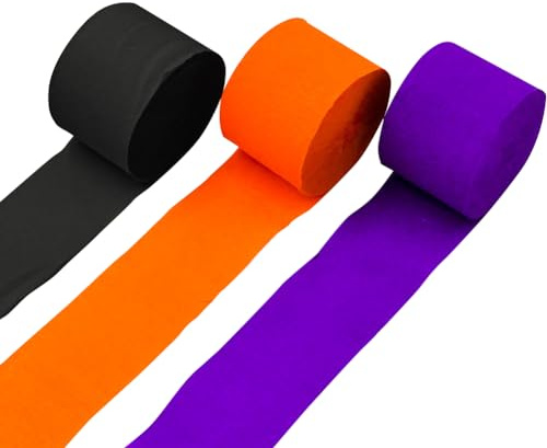 3 Rollen Halloween Krepppapier Luftschlangen Quasten Schwarz Orange Lila Luftschlangen Bänder Halloween Party Girlande Hintergrund Dekorationen