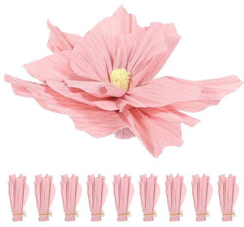 HOODANCOS 10-Teiliges Papierblumen-Dekorzubehör-Set Künstliche Papierblumen Heimblumen Dekor Diy-Handwerk Für Hochzeit Babyparty Kinderzimmer Partys Rosa