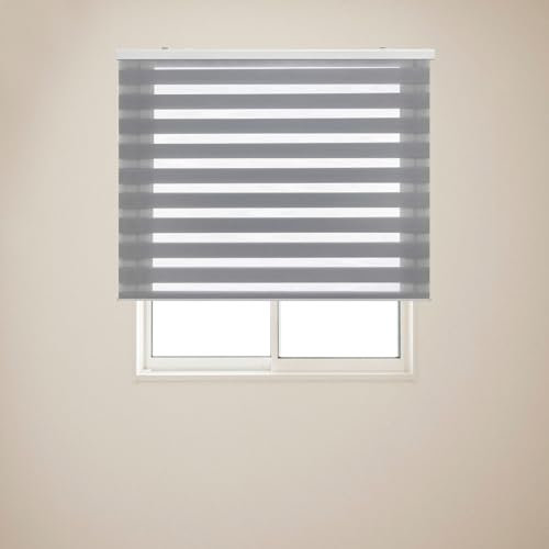 Doppelrollo ohne Bohren 85 x 350 cm Hitzeschutz, Sichtschutz Rollo Klemmrollos mit Klemmträger für Tür & Fenster, Hellgrau