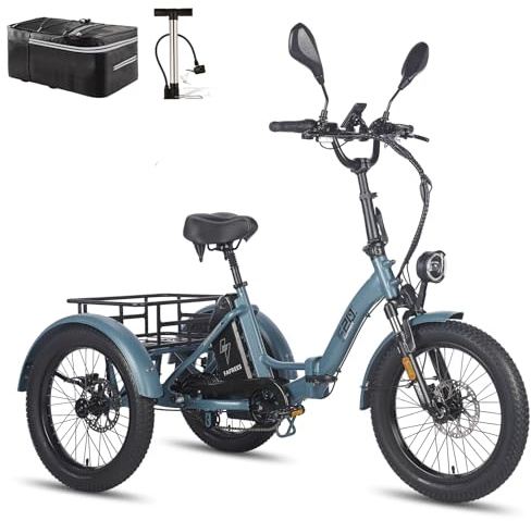Fafrees F20 Mate E-Bike 3 hjul hopfällbar cykel för vuxna 48 V [officiell] 21 Ah batteri 110 KM, elcykel för män och kvinnor 65 N.m, elcyklar 65 N.m, elektrisk trehjuling