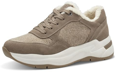 MARCO TOZZI Damen Plateau Sneaker mit Lederanteil Gefüttert, Beige (Desert Comb), 38 EU
