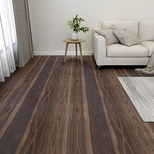 Gecheer Lamas para Suelo Autoadhesivas Tarimas Autoadhesivas Lama Baldosa Azulejo Suelo para Salón Sala de Estar Dormitorio Impermeables Antideslizantes 55 uds PVC 5,11 m² Marrón Oscuro