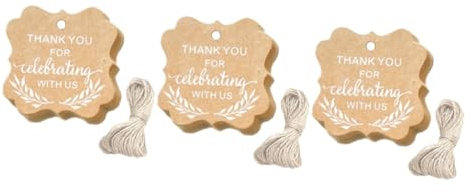 NUOBESTY 300 Stk Geschenketiketten Bastel-Tags Stichworte Lebensmitteletiketten Etiketten für Lebensmittelverpackungen Danke Tags Geschenkanhänger Anhänger aus Kraftpapier Drucken Schild