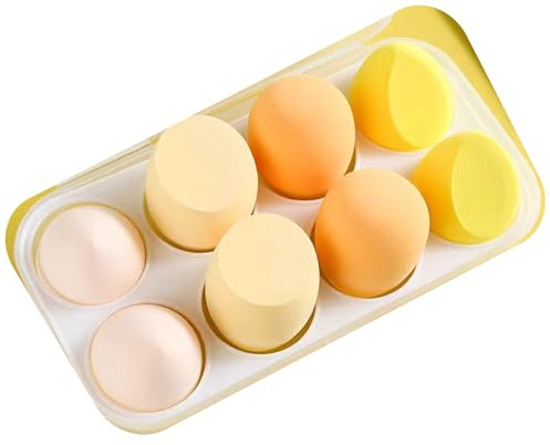 EUDUQ Set di 8 spugne per trucco, Beauty Blender grandi uova per trucco colorati tamponi per cipria spugnette cosmetiche lavabili spugne dischetti struccanti per fondotinta liquido cipria protezione
