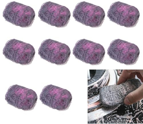 Healeved 10 Pack Stainless Steel Sponges Heavy Duty Scouring Pads for Pot Brushing Silver Scourers Pads Cleansing Utensils