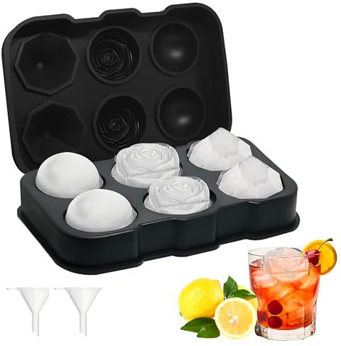 FIHODONE 2 Stück Eiswürfelform Silikon 18 * 12 * 5cm,12 Fächer Eiswürfelbehälter mit Deckel,Eiswürfelform Groß Rose,Ice Cube Tray Diamond,Eiswürfelformen für Küche Bar Whisky Cocktails Getränke