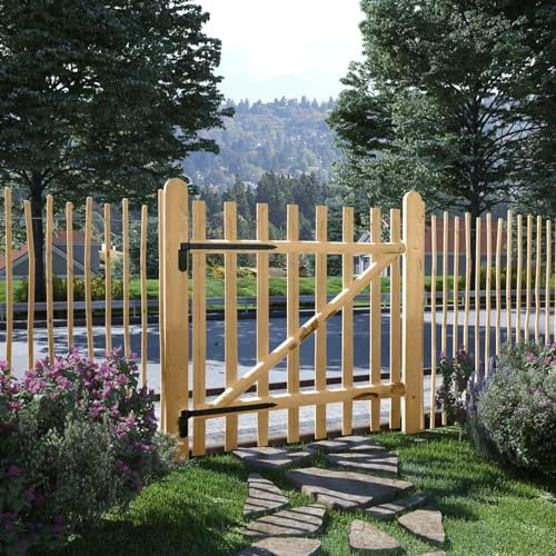 Juroupi Portillon Simple de clôture Bois de noisetier 100x100 cm,Barriere Jardin Exterieur,Barriere Jardin,Portillon Grillage