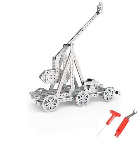 3D Metall Emulational Bausatz - 580 Bauteile, Simulation Eines Steinewerfers, Handmontiertes Mechanisches, zahnradgetriebenes Metall-Bausatzmodell, inklusive Werkzeug und Anleitung (A)