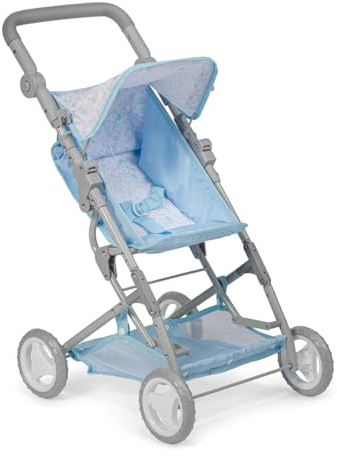 JC Toys - Berenguer Boutique | Fashionable Stroller with Canopy and Storage | Simple Folding |Blue Accessory Collection | for Dolls up to 18 | Ages 3+