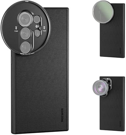 NEEWER S24 Ultra Case, Protective Faux Leather Phone Case with 17mm Lens Mounts & 67mm Filter Adapter for Video Recording, Compatible with MagSafe Charging Samsung Galaxy S24 Ultra, PA052 Black