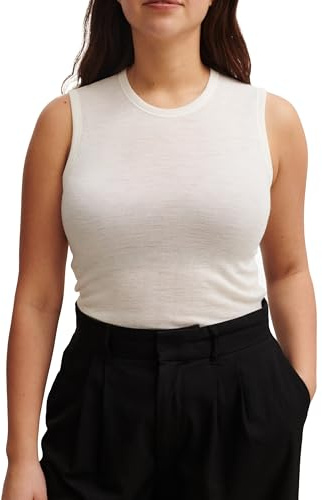 Dilling Damen Tanktop aus 100% Bio-Merinowolle – Glattstrick, Mulesingfrei & Temperaturausgleichend – Elegantes Unterhemd mit Hohem Ausschnitt - Natur 36