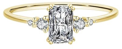 KnSam Echt Goldschmuck Antragsring Gelbgold Au585 14K, Rechteckschliff Moissanit Bandringe 585 Gold, Solitärring Pärchen Ringe, Gr.62 (19.7)
