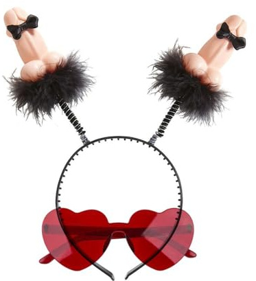 Stirnband mit Punkten Antennen + rote Herzform Brille für die heiße Braut auf der Bachelorette Party Sexy Gadget Erwachsene 18+