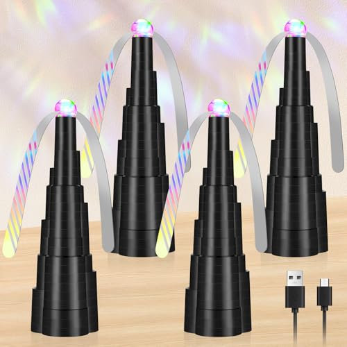 Letyet Fly Fans for Tables, Rechargeable Fly Fan for Outdoor Table, Food Fan Table Top with Colorful Light, Fly Spinner for Home Party Picnic, Restaurant, Camping