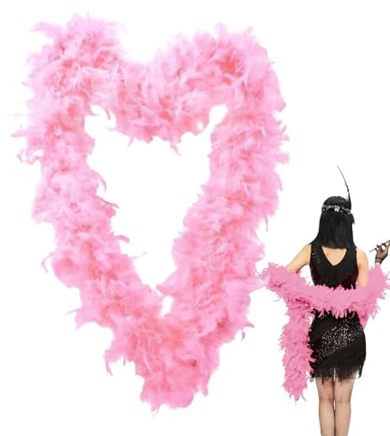Generisch 2m Rosa Federboa Einfarbig Federstola Federschal Feder Girlande Kostüm Karneval Mädchen Kostüm Für Cosplay Weiches Kostüm Zubehör Für Hochzeit Tanz