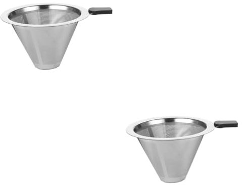 KOCKSHION 2piezas Filtro De Café Reutilizable De Inoxidable y Corrosión Para Preparar Café y Té Sin Diseño Ecológico y Fácil De Limpiar